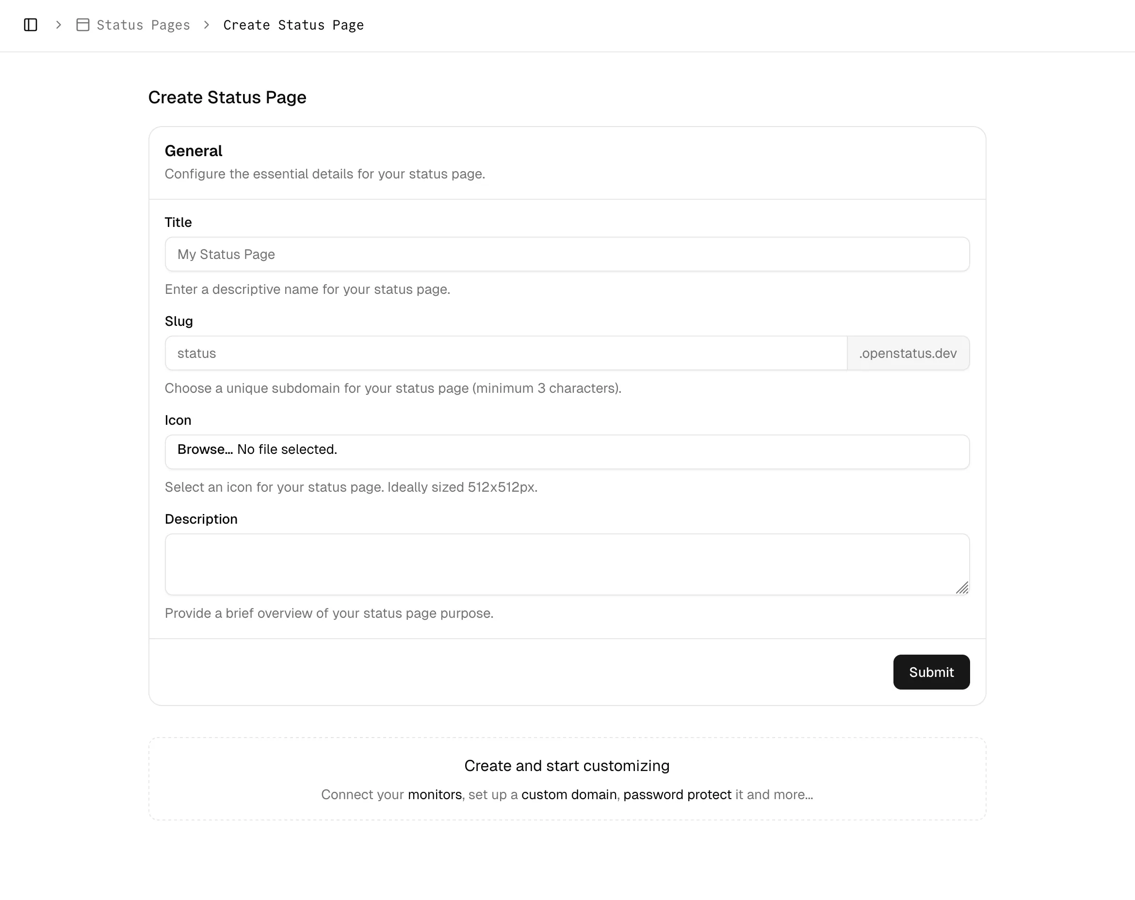 Create your status page